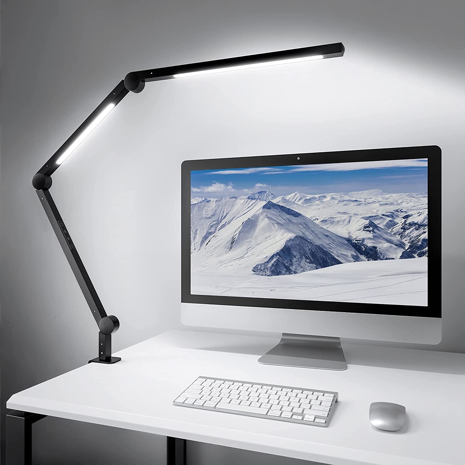 the bendable light bar attached to a desk