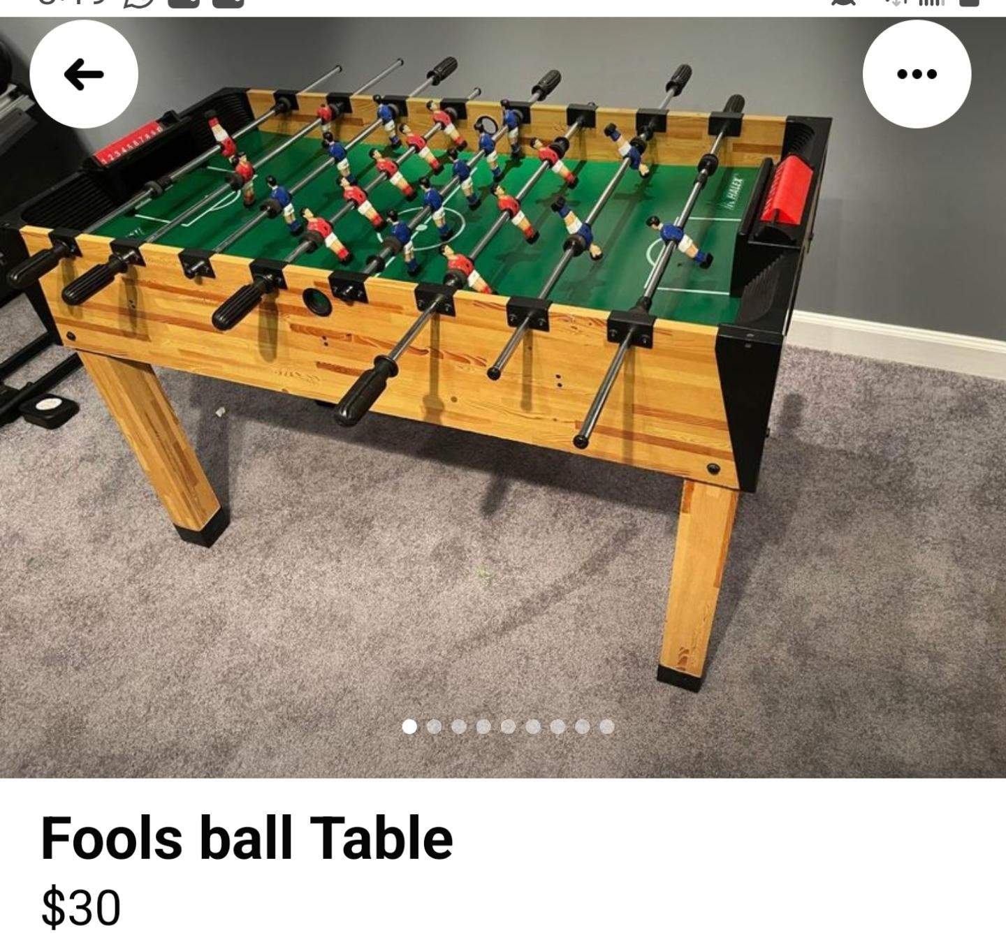 marketplace ad reading fools ball table