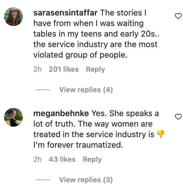 Screenshot under podcast snippet as people share their experiences in the restaurant industry.