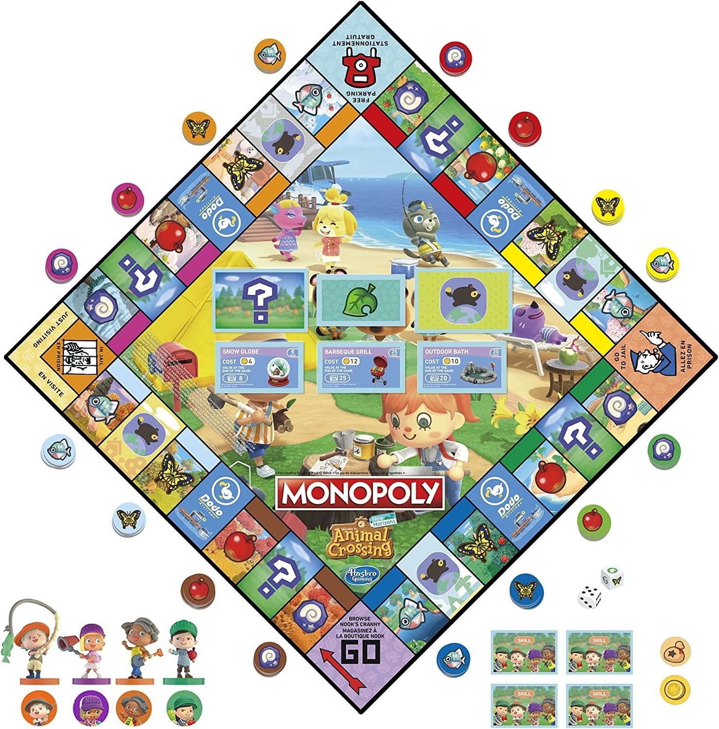 an overhead photo of the game board and pieces against a plain background