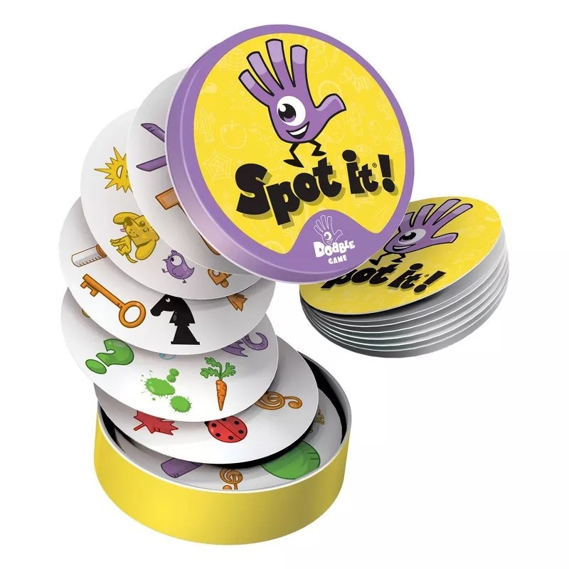 the spot it game cards displayed in an accordian style way