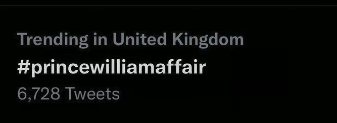 #princewilliam affair trending on Twitter in the UK