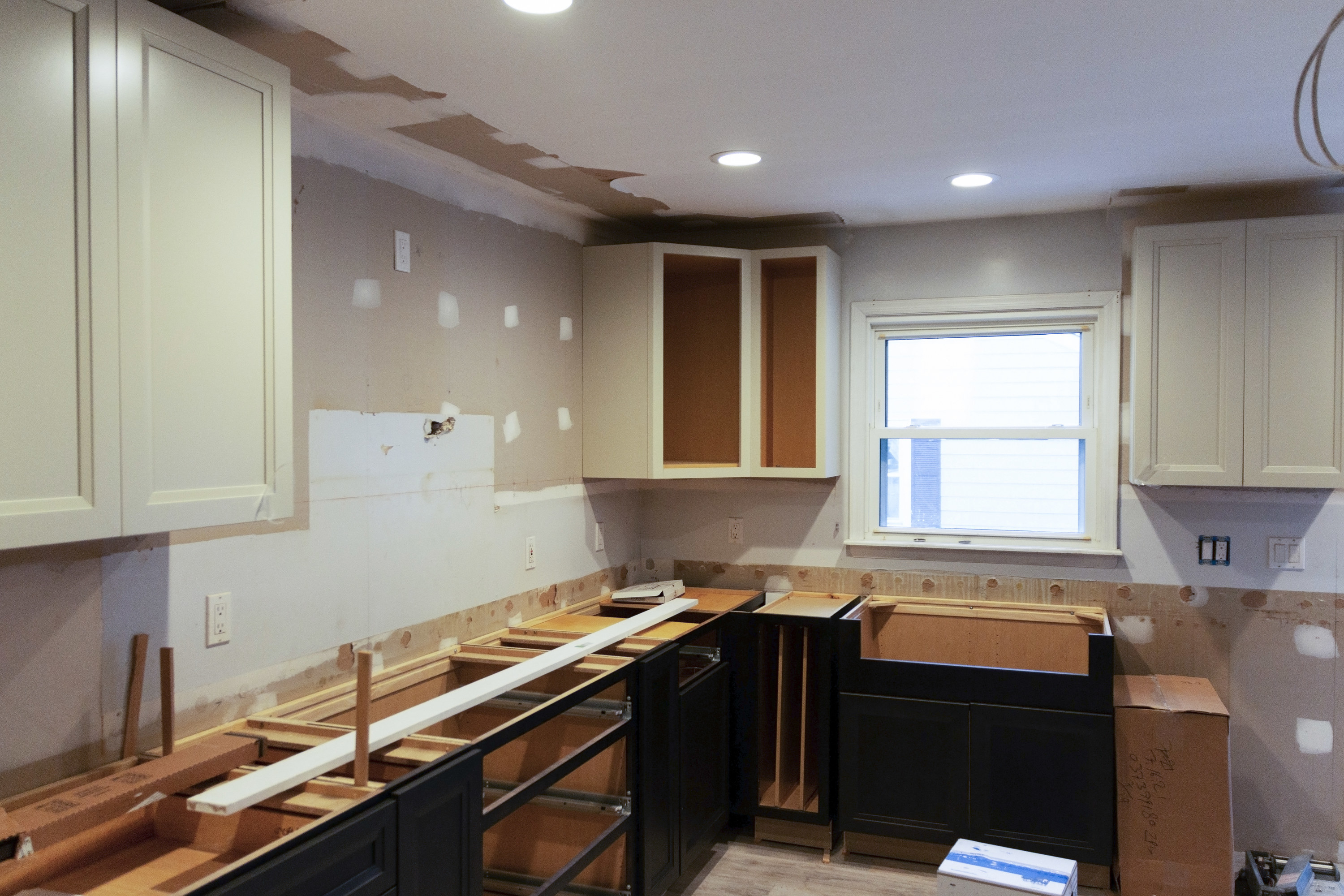 installing kitchen cabinets in a kitchen renovation