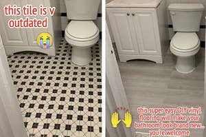 a before and after for vinyl flooring