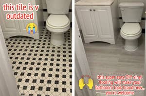 a before and after for vinyl flooring