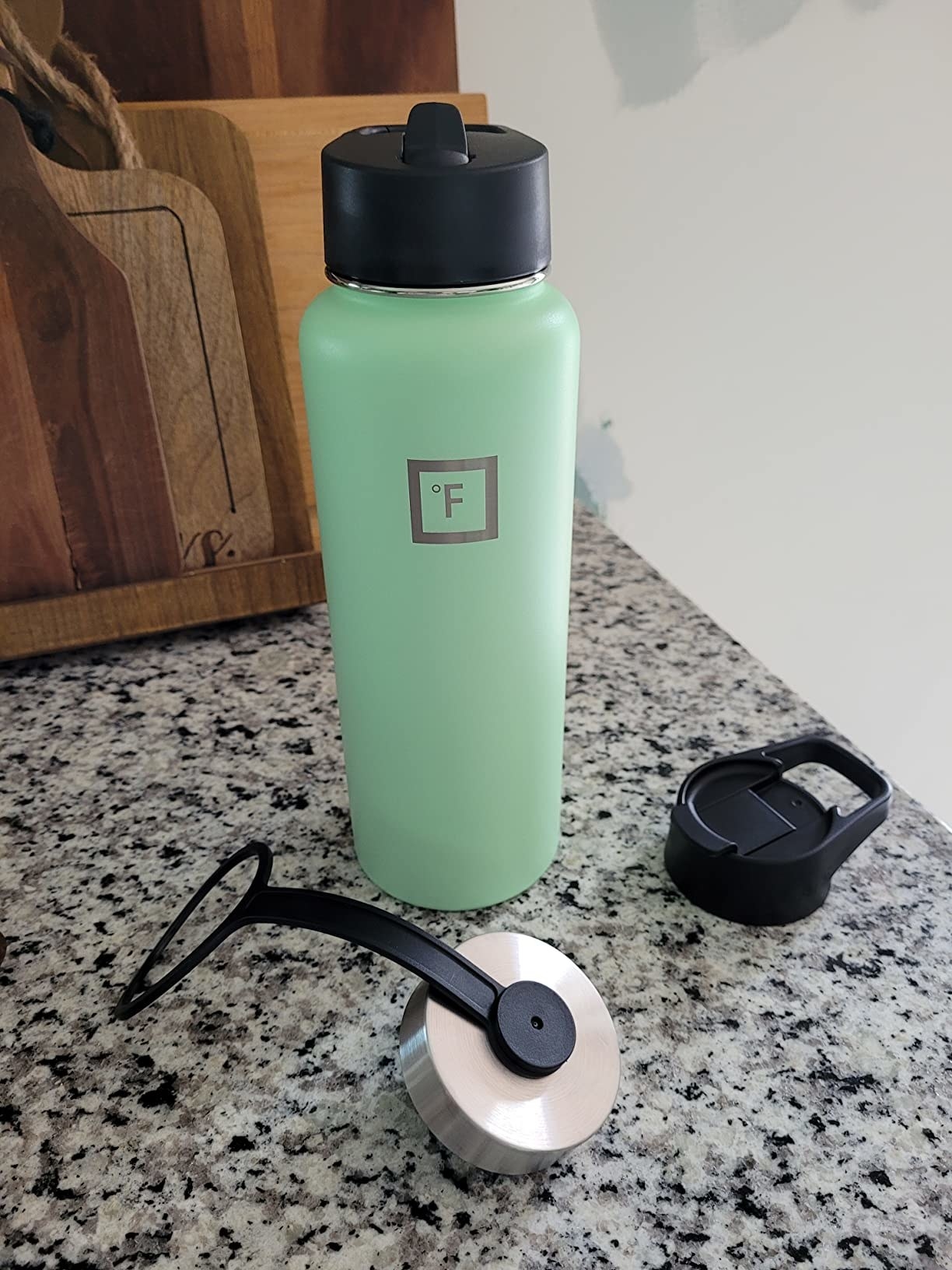 the iron flask in mint green