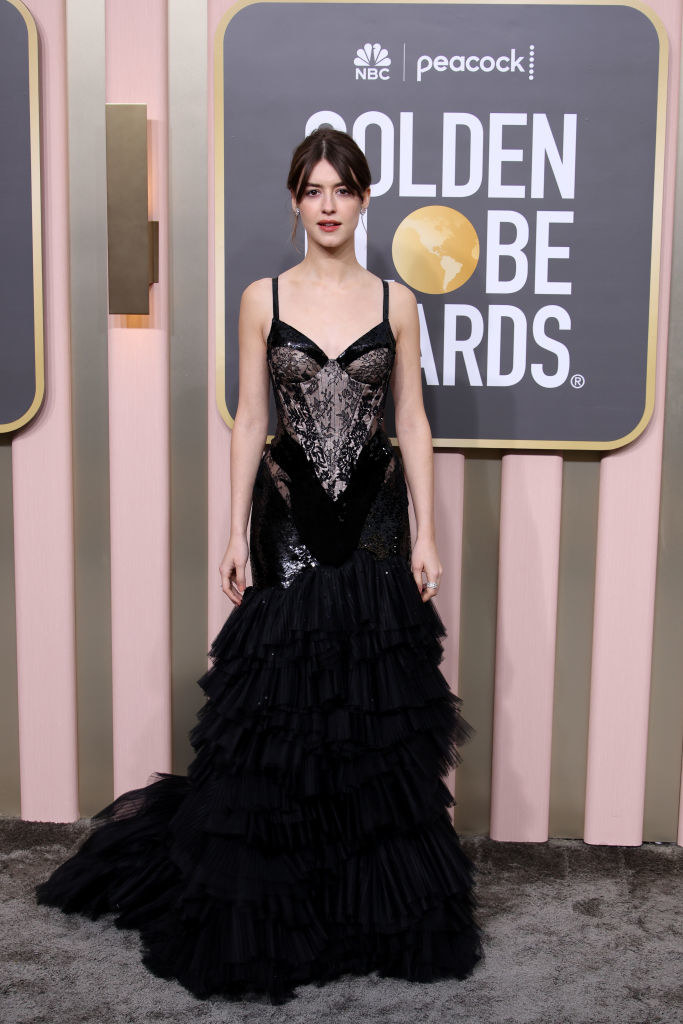 Daisy Edgar-Jones attends the 80th Annual Golden Globe Awards in a see through gown