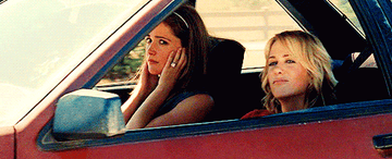 Two women driving in a car