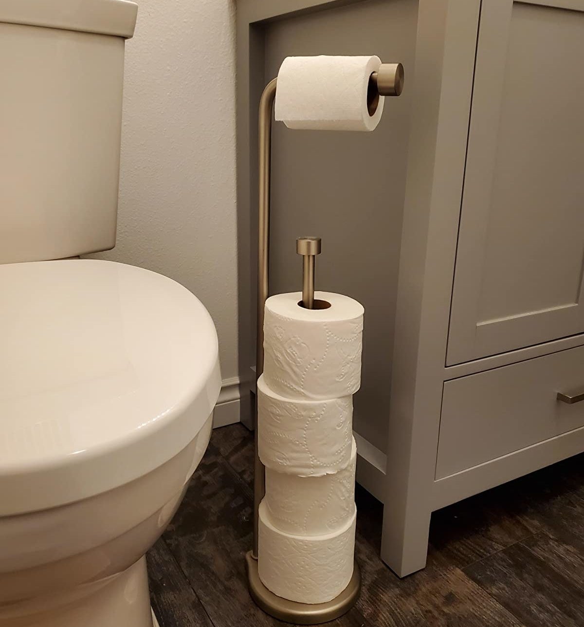 Reviewer image of toilet paper stand in their bathroom