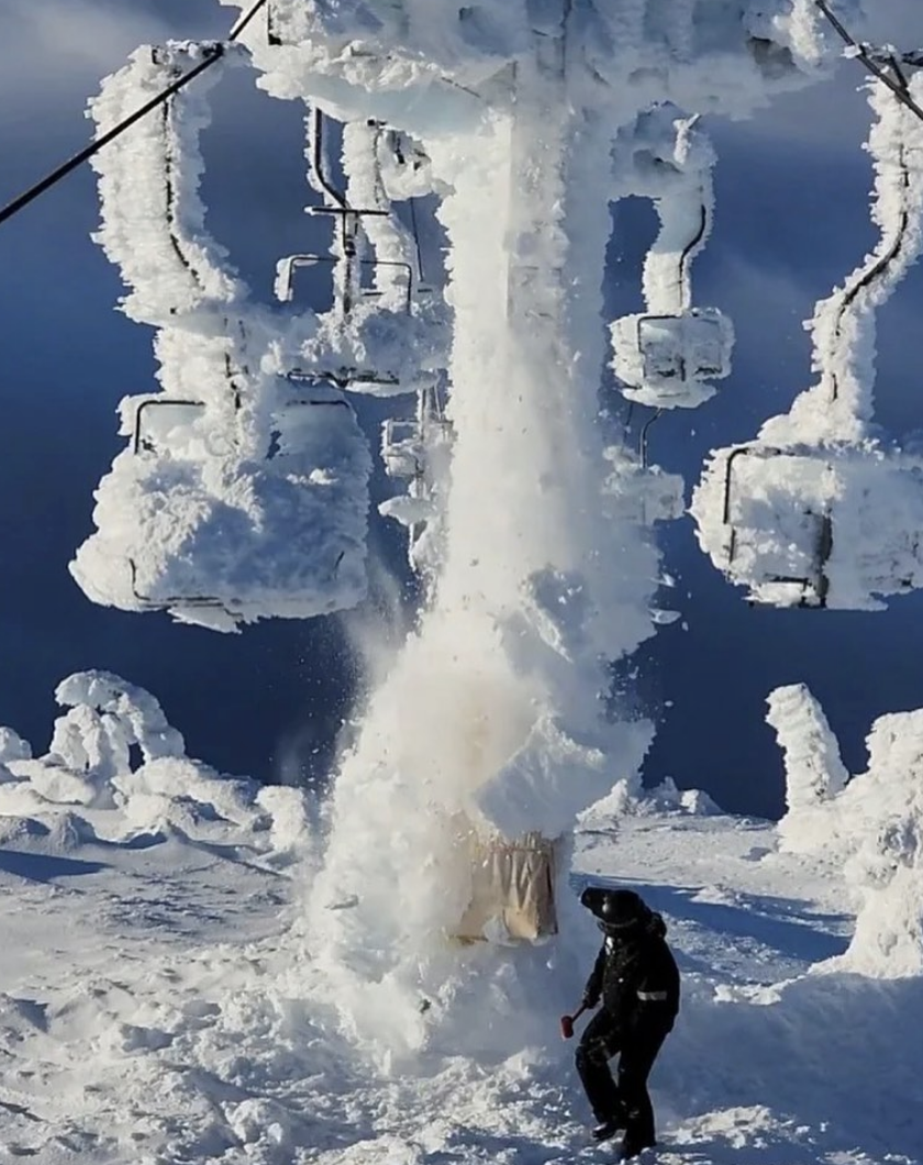 Frozen ski lifts