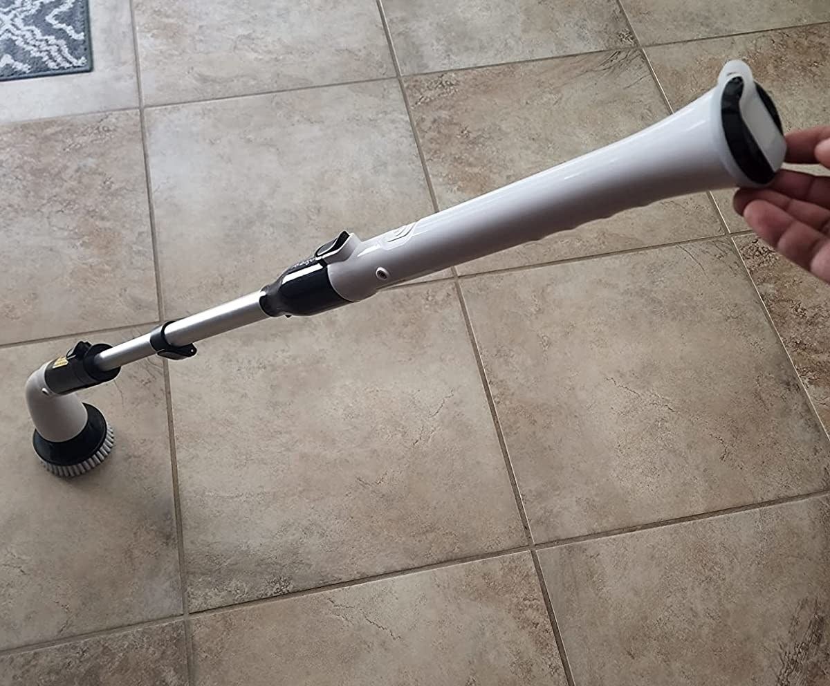 Reviewer image of scrubber being used on a tile floor