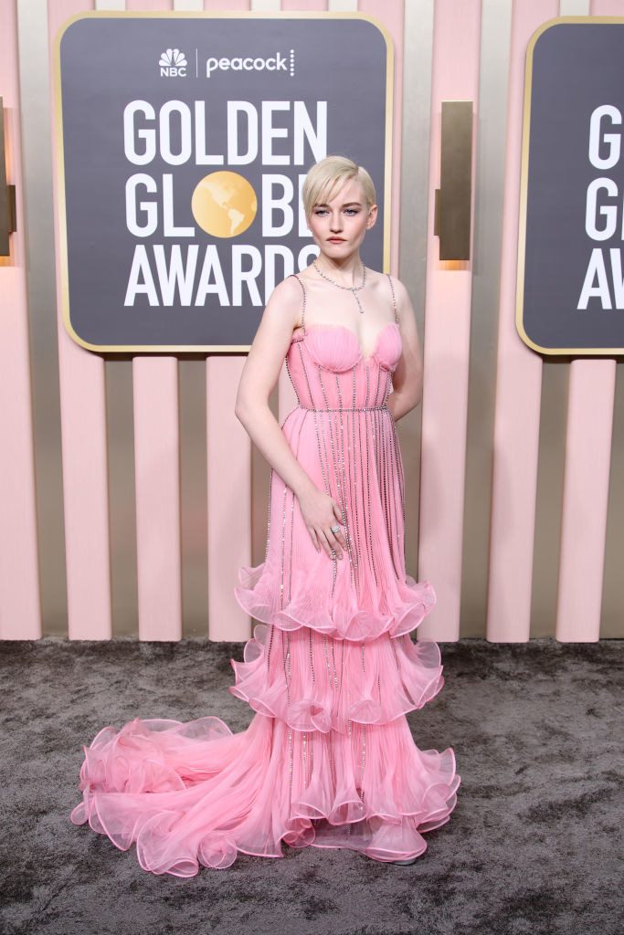 Julia Garner attends the 80th Annual Golden Globe Awards in a flowy gown