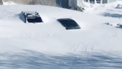 Cars buried in the snow