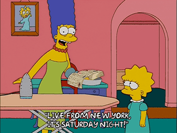 Marge Simpsons says &quot;Live from New York, it&#x27;s Saturday night&quot;
