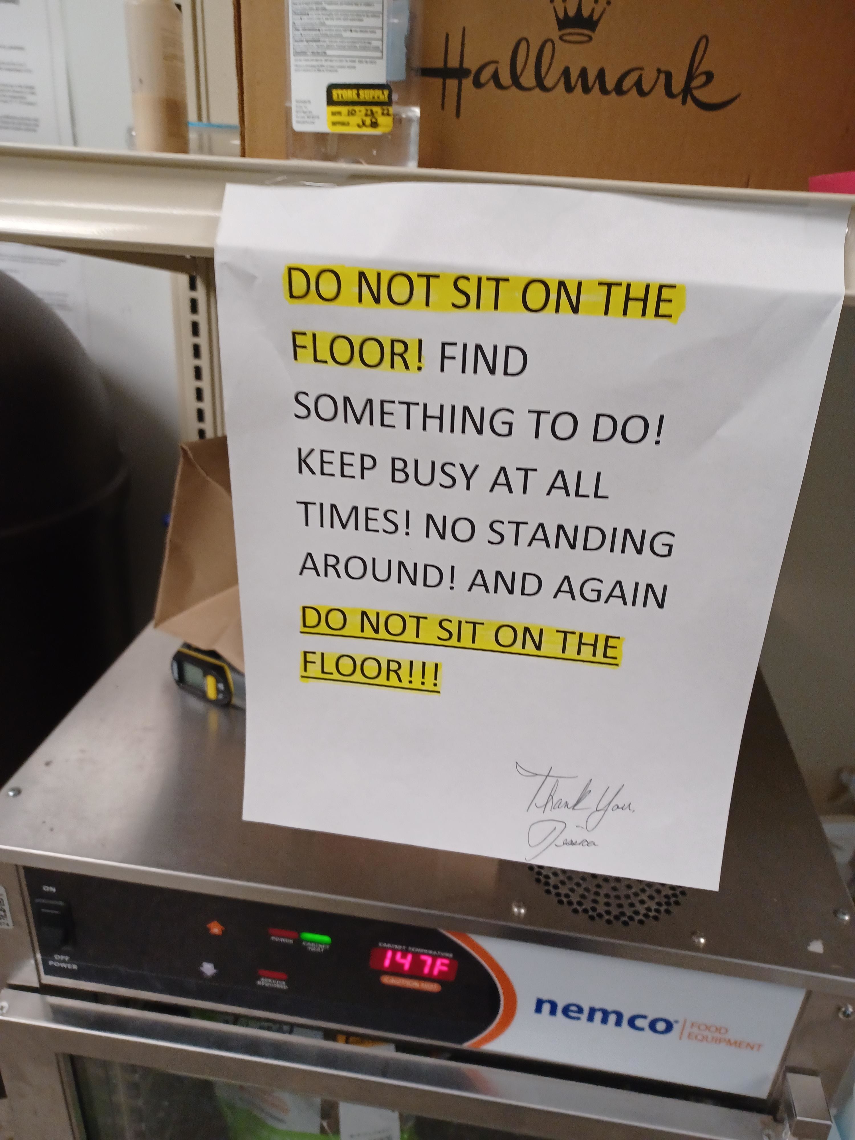 &quot;Do not sit on the floor!&quot;