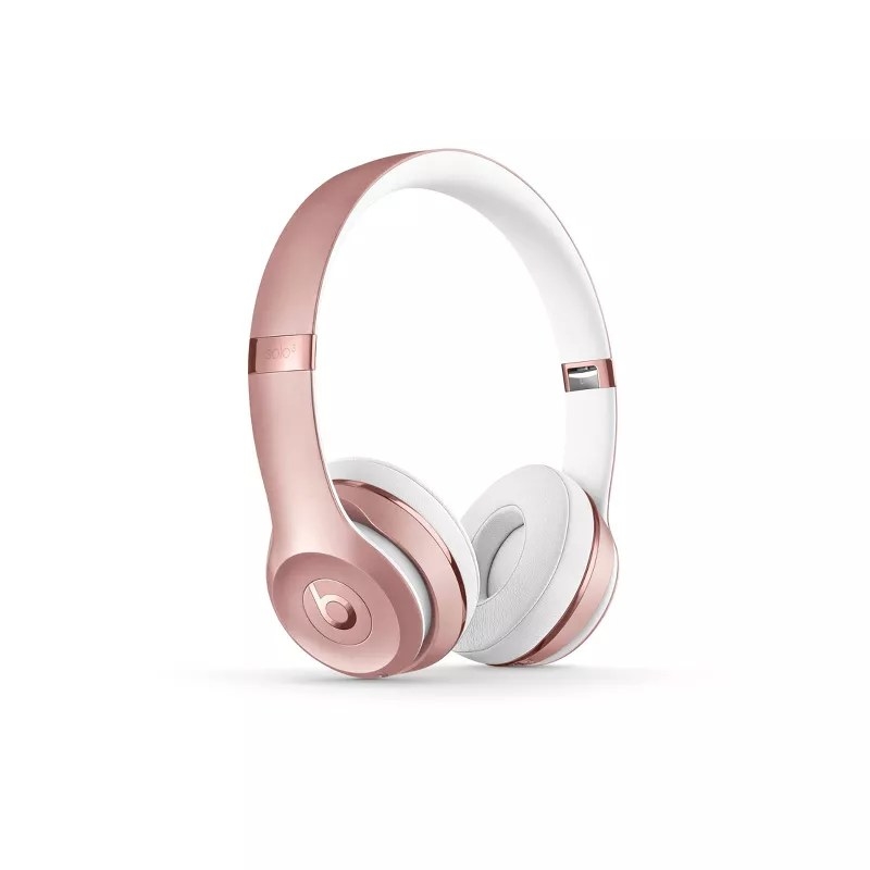 the headphones in the color rose gold
