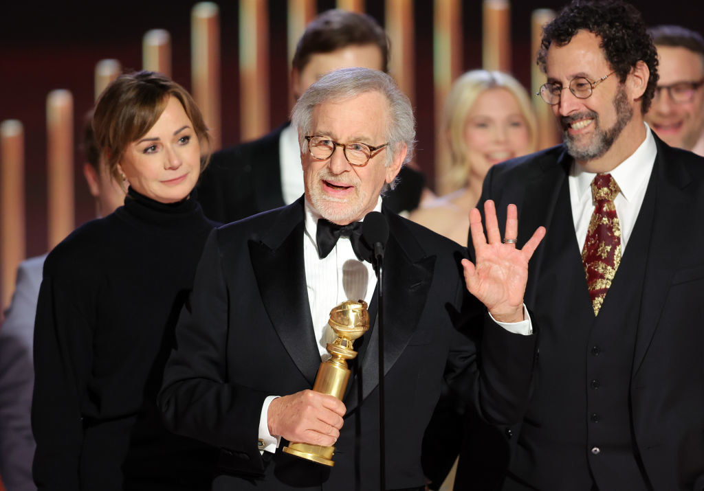 Steven Spielberg accepts the Best Motion Picture Drama award