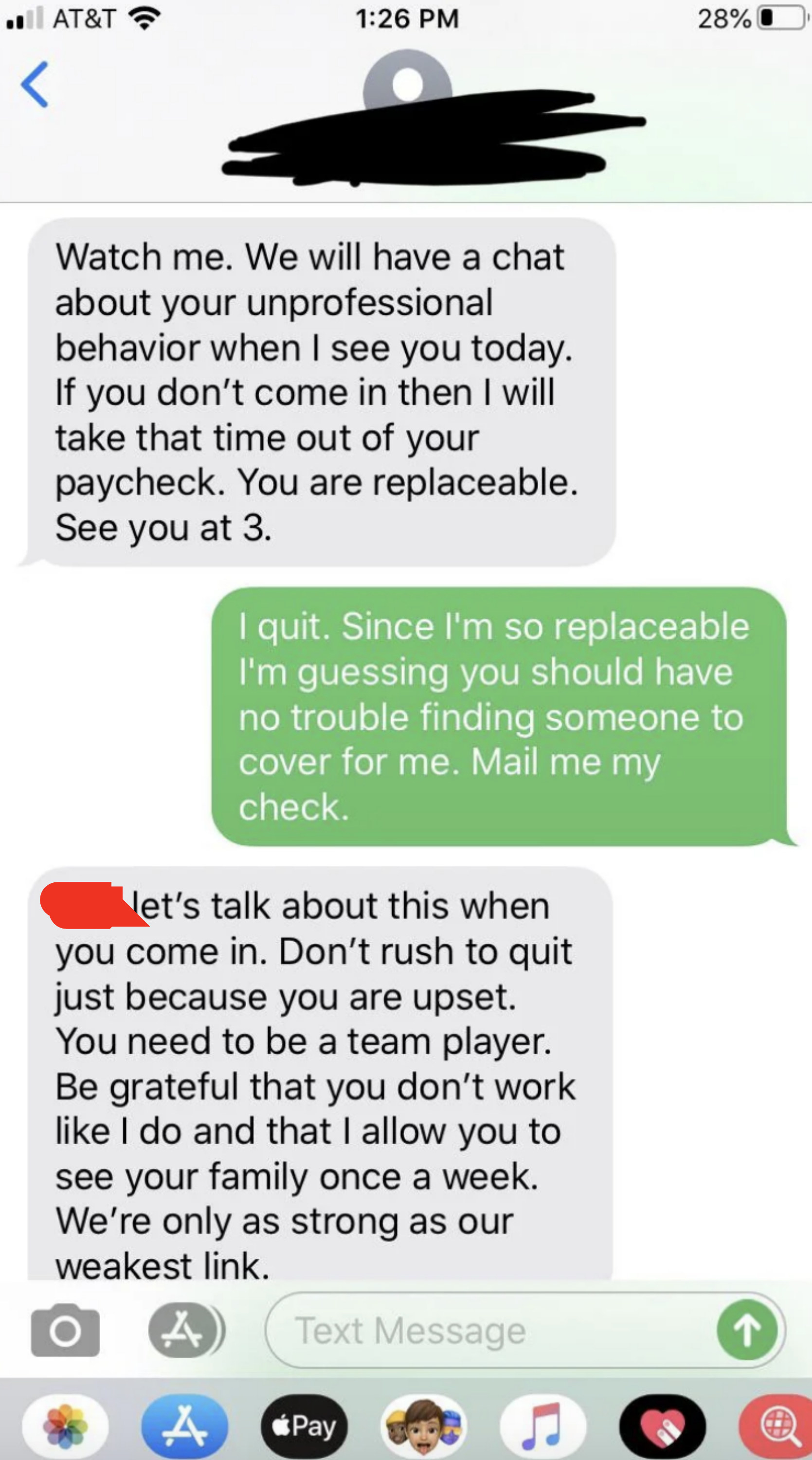 Boss threatening employee when they requested time off