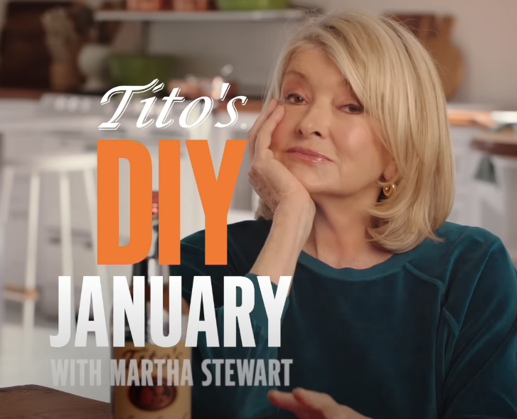 screenshot of ad: tito&#x27;s DIY january with martha stewart