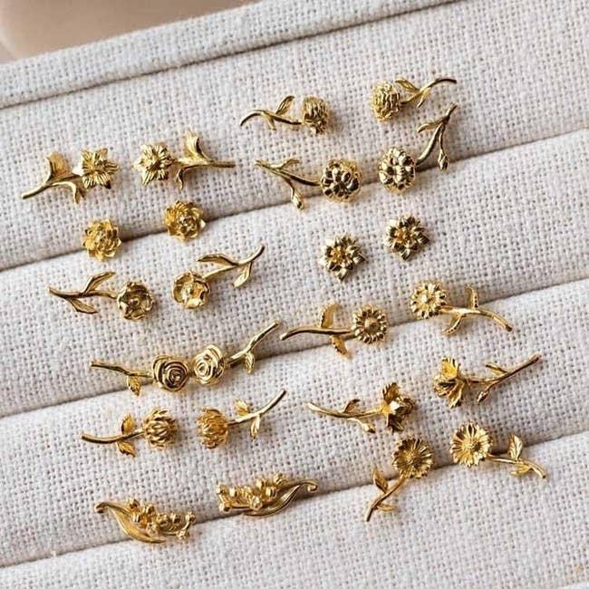 gold birth flower earrings