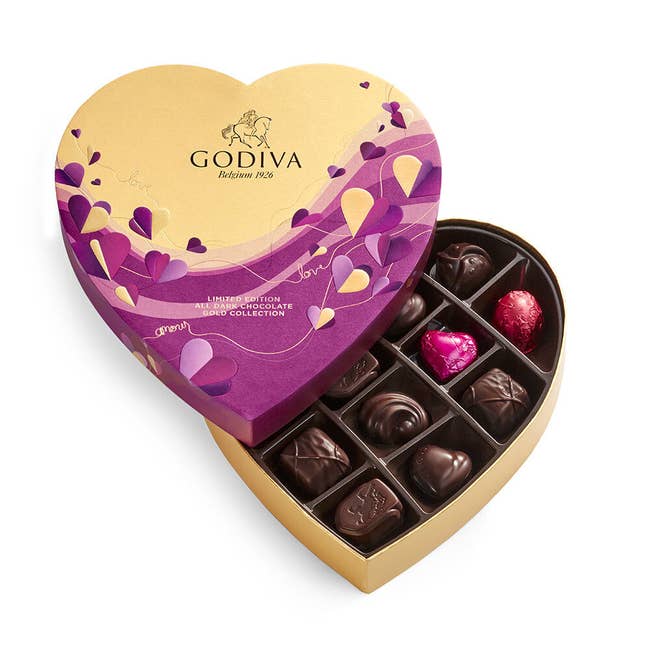 a heart-shaped box of chocolates