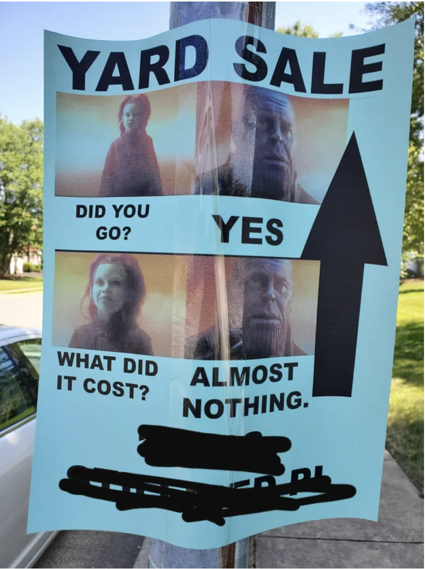 confusing yard sale sign