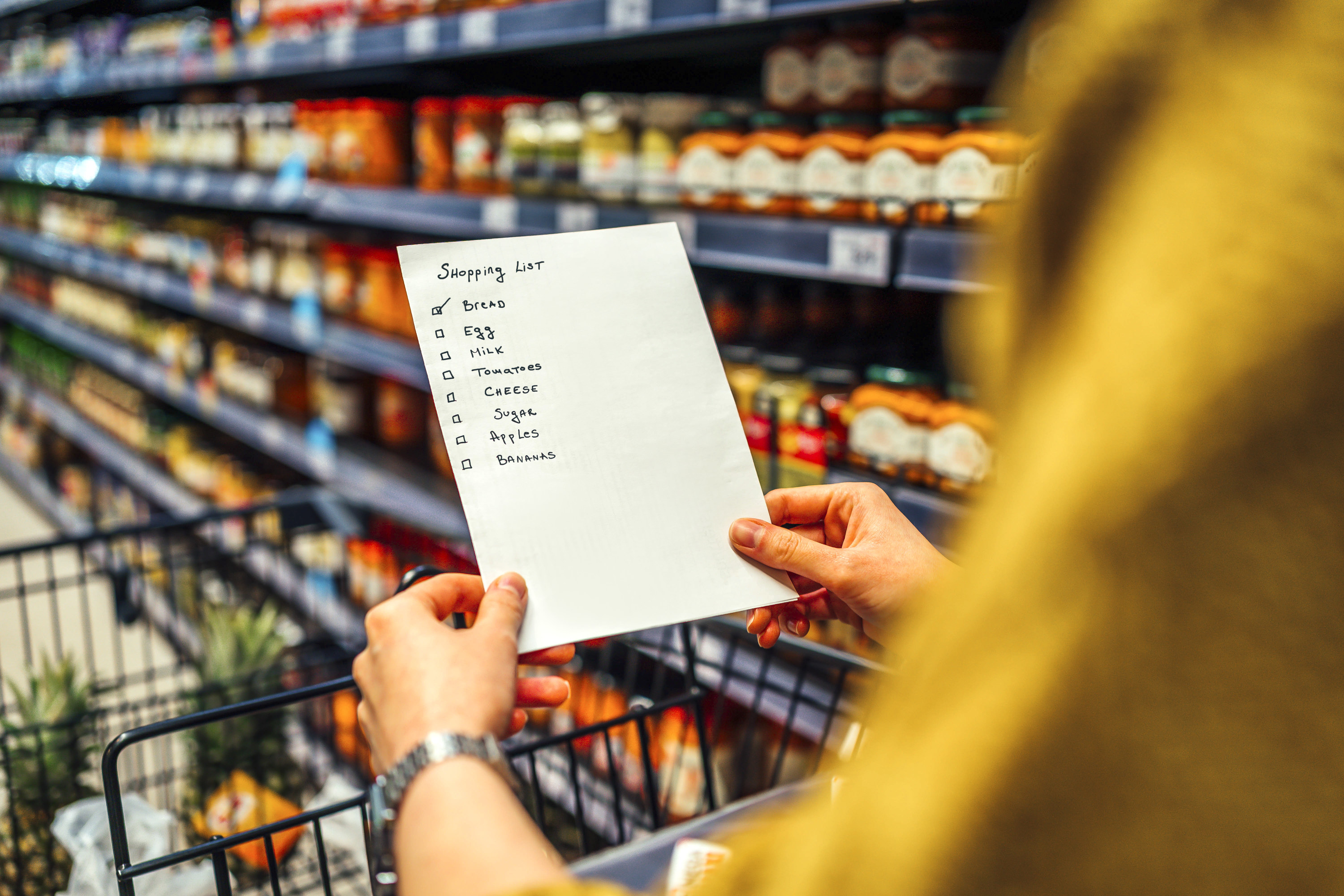 a close-up shot of a grocery store list