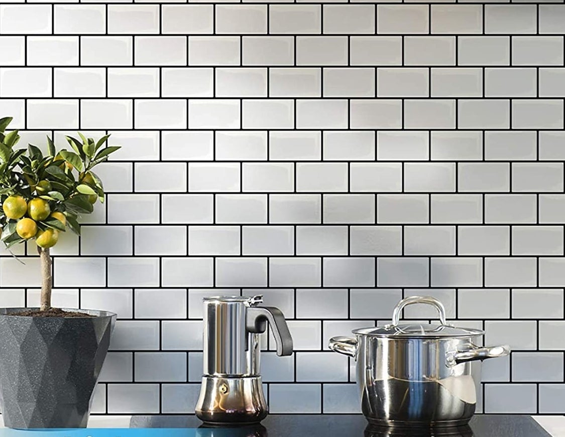 the tiles used as a backsplash in a kitchen