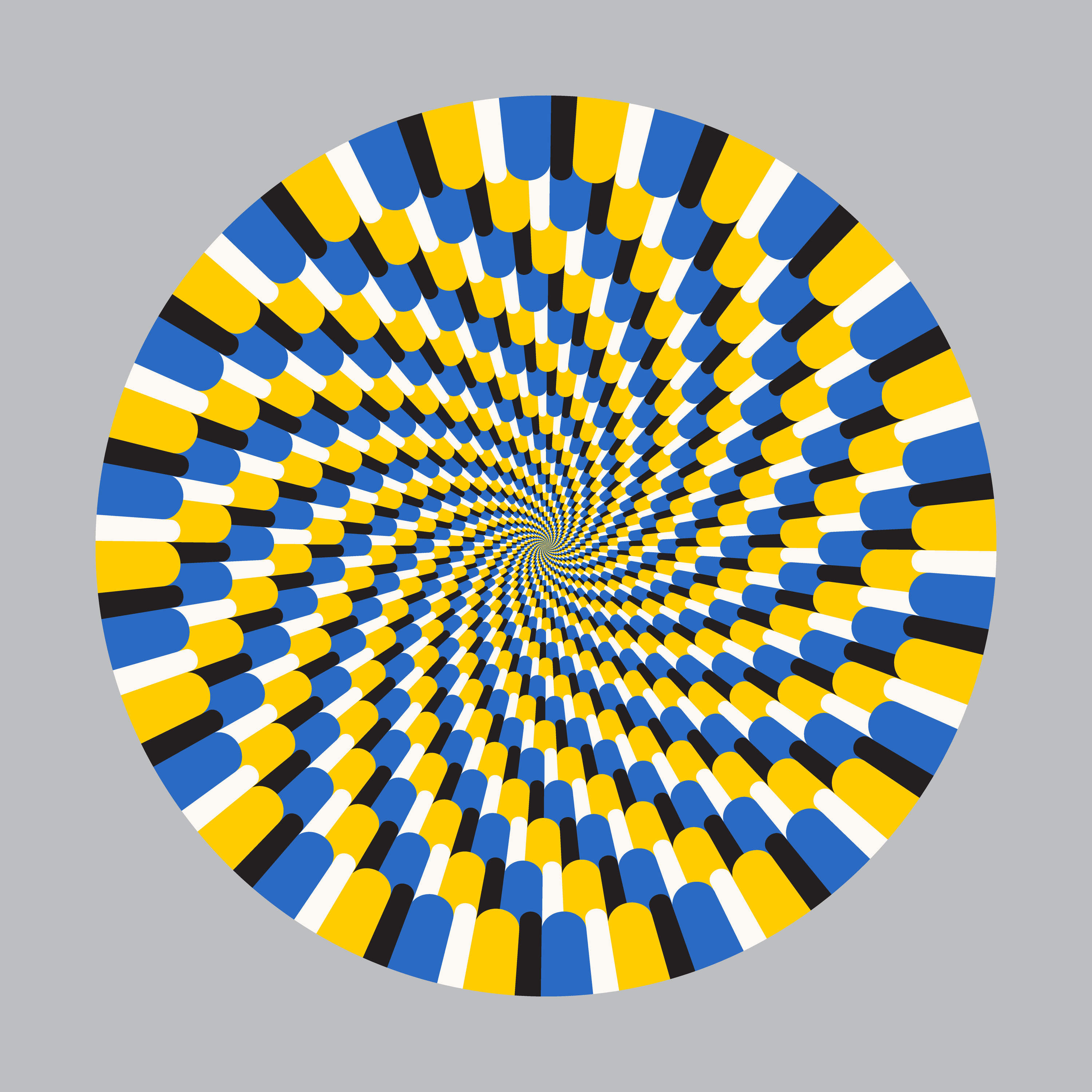 Blue and yellow colors in psychedelic circle.