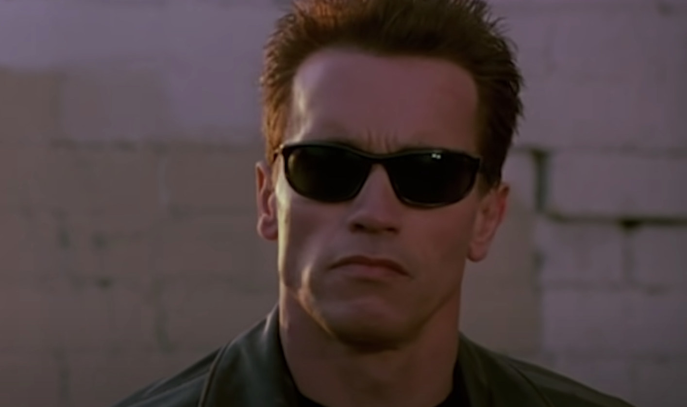 The Terminator wearing sunglasses