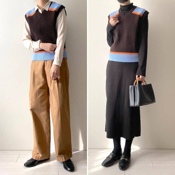 MARNI×ユニクロ ポップコーンニットベスト XL ブラウン 芳ばしい