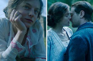 stills show Emma Corrin And Jack O'Connell in Lady Chatterley's Lover