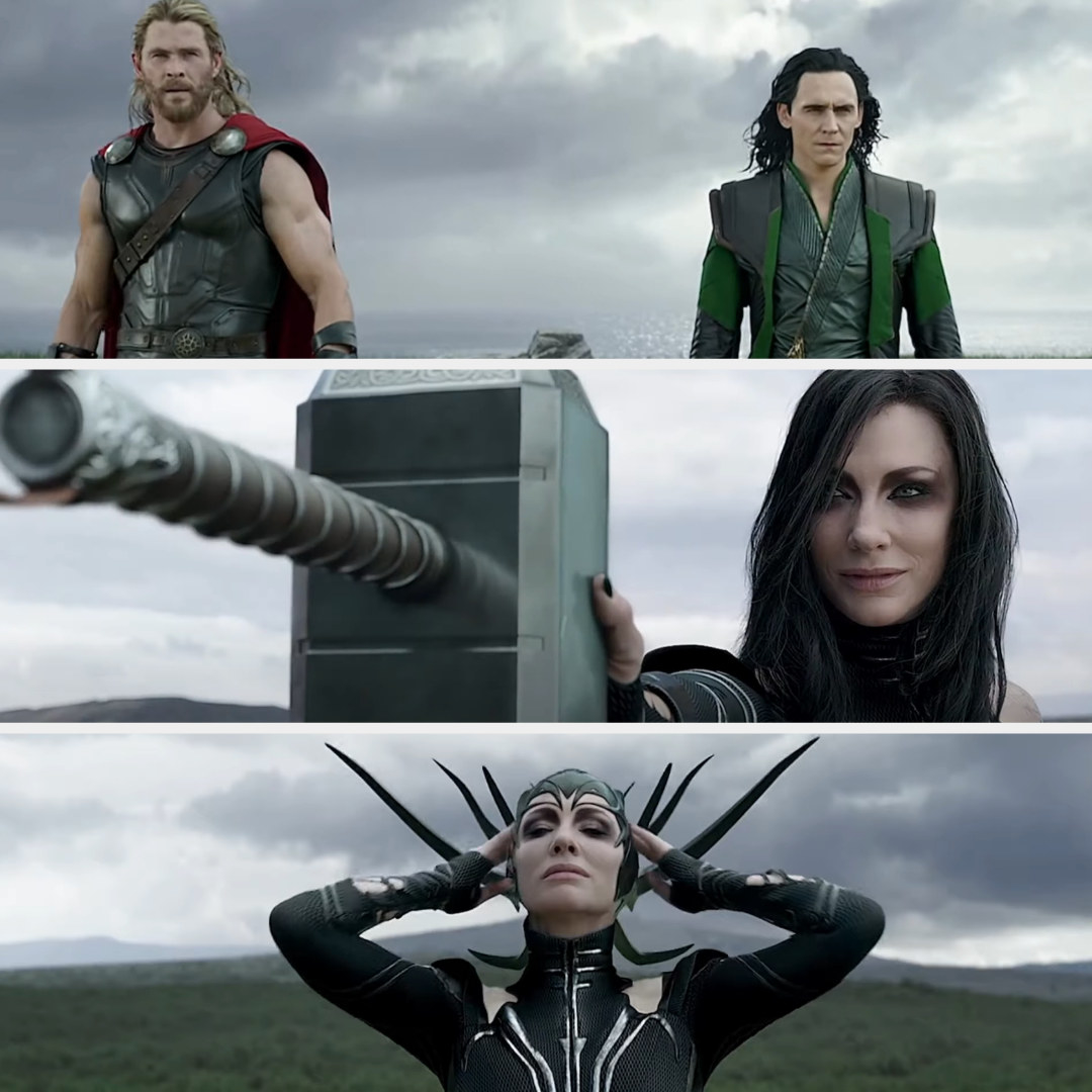 Thor, Loki, and Hela from &quot;Thor: Ragnarok&quot;