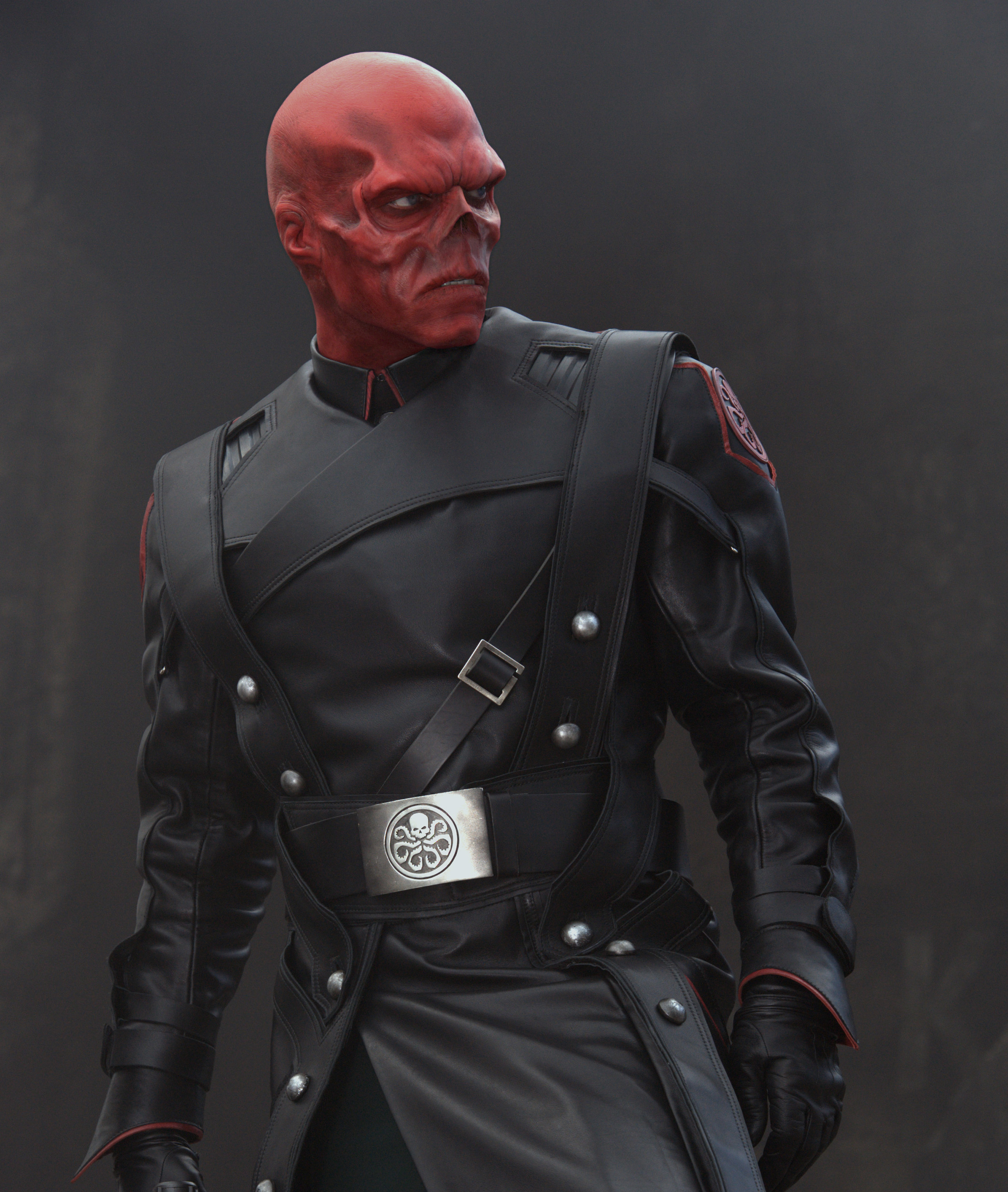 Close-up of Hugo as Red Skull