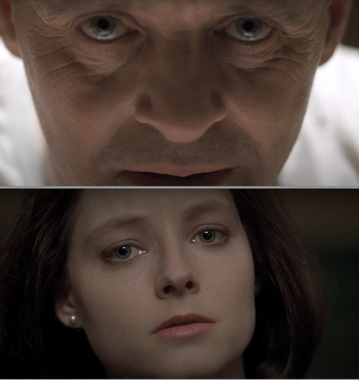 Clarice talking to Dr. Lecter in his cell in the movie