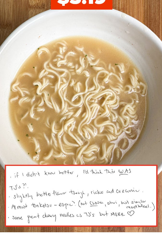 noodles in bowl for $3.19, that are slightly better in flavor as indicated in the handwritten notes