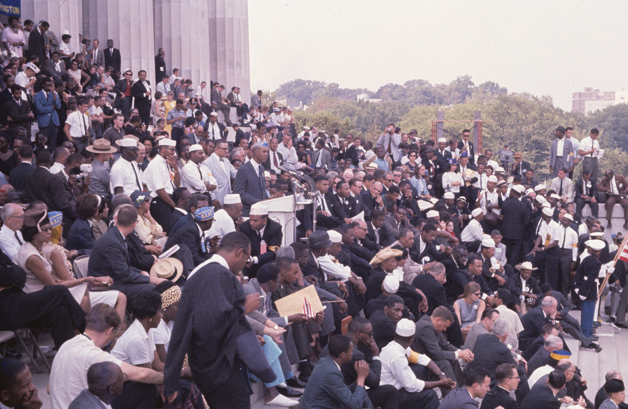 A view of the crowd on the steps of the Lincoln Memorial during the March on Washington.