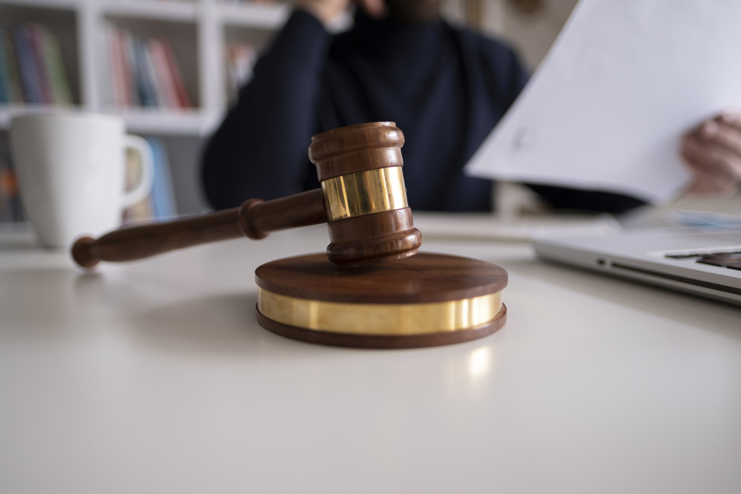 Lawyer&#x27;s office with a gavel on the desk