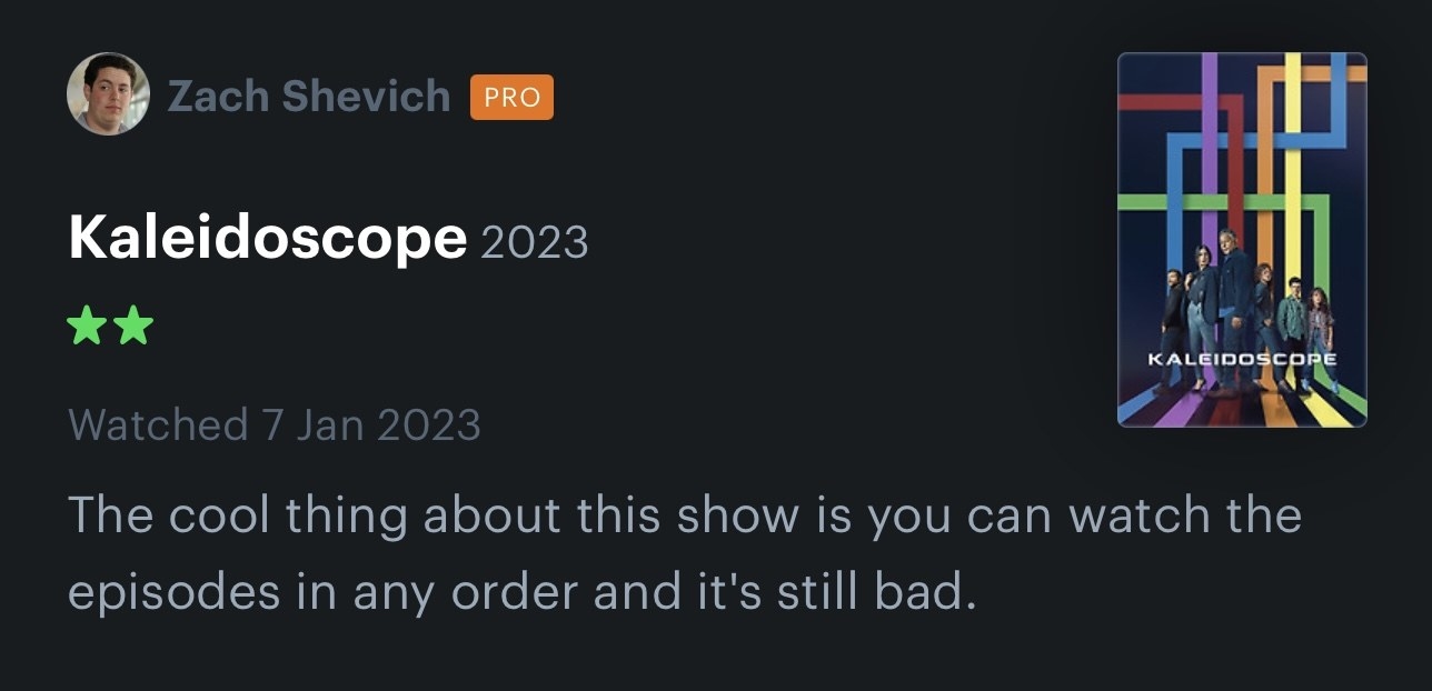 2 star review of Kaleidoscope