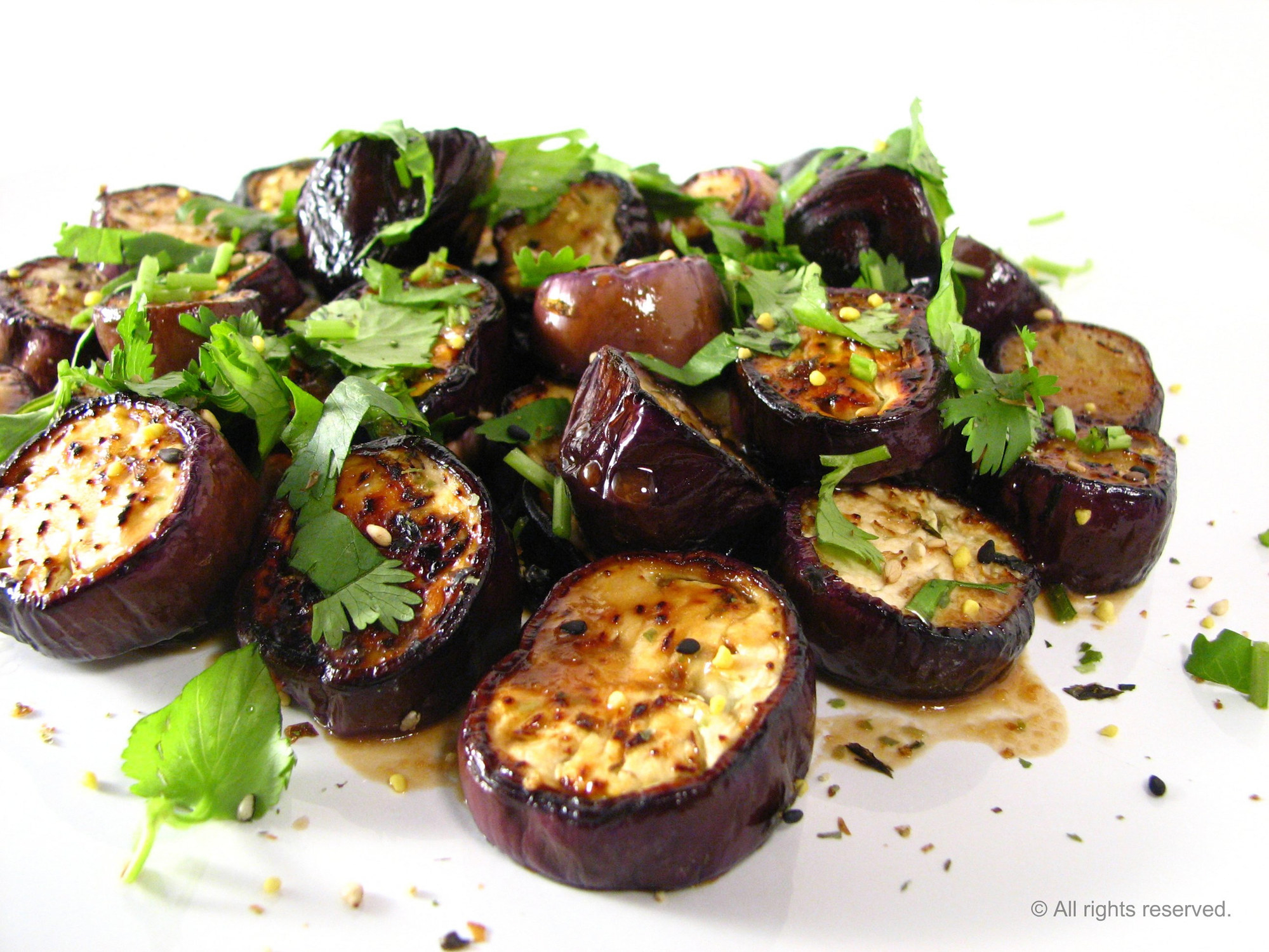 Pan-fried eggplant with herbs