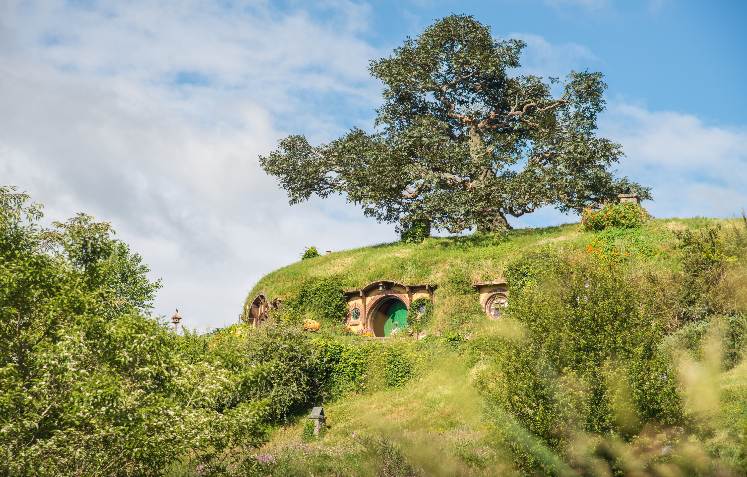 The Bag End, an iconic famous Hobbiton holes in the Hobbiton Movie Set Tour, in Matamata, New Zealand.
