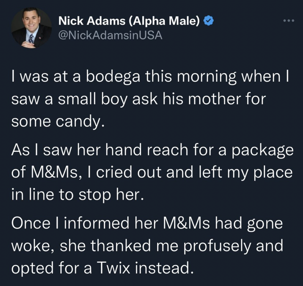 &quot;As I saw her reach for a package of M&amp;amp;Ms, I cried out and left my place in line to stop her.&quot;