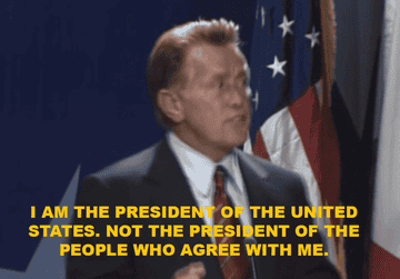 martin sheen in the west wing says i am the president in a speech