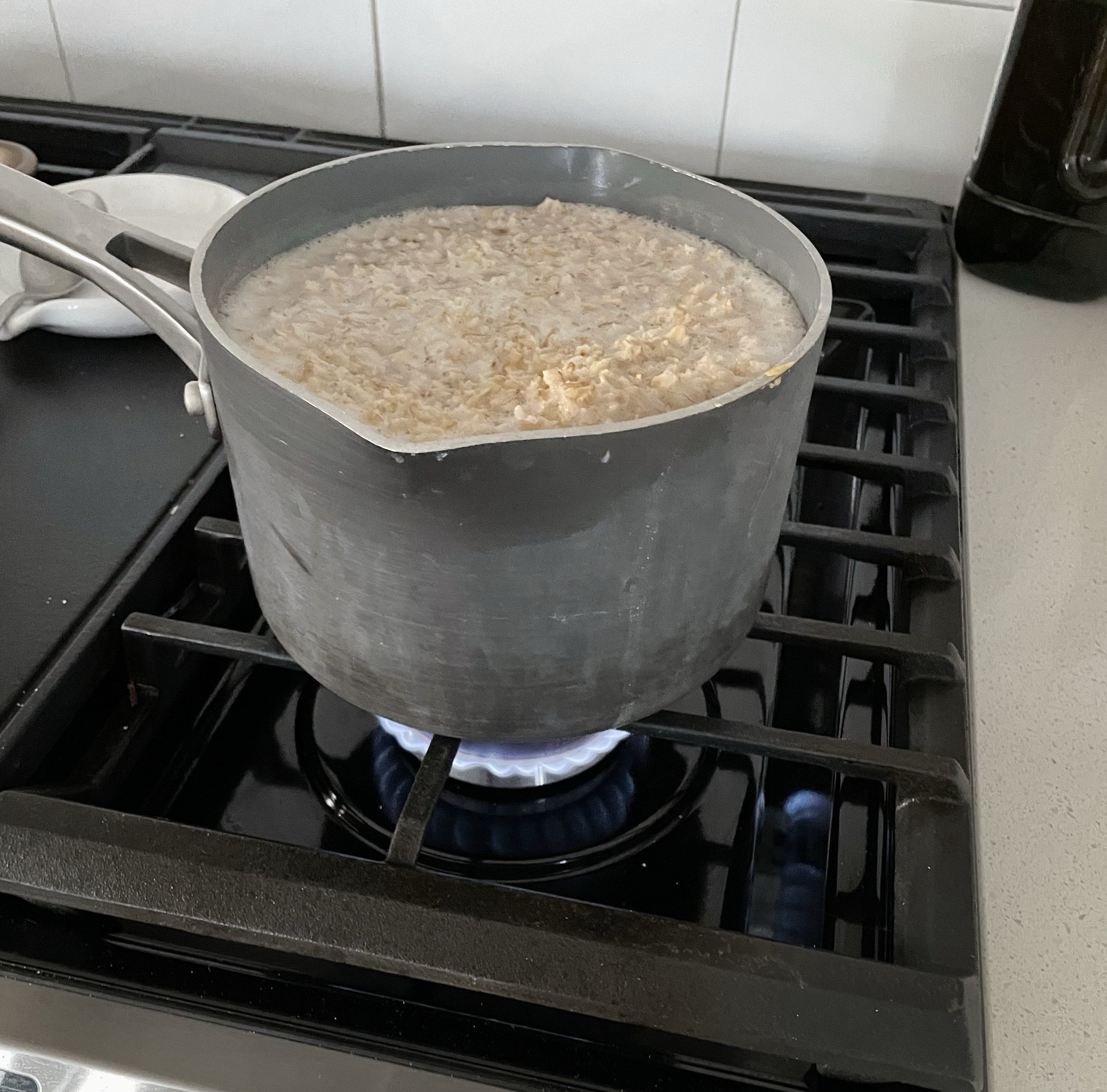 oatmeal cooking on the stove
