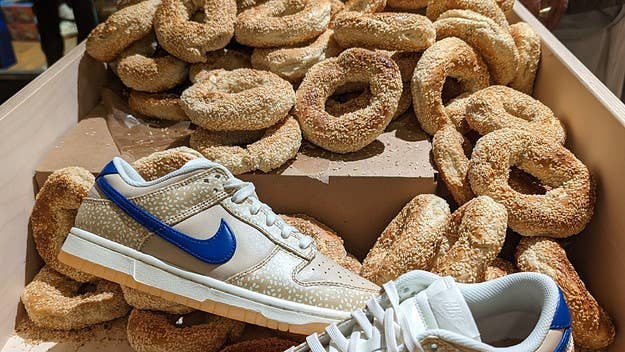 Montrealers lined up hours in advance during a snowstorm to buy the new Nike Bagel Dunk Low shoes, which sold out by the end of the official launch day.