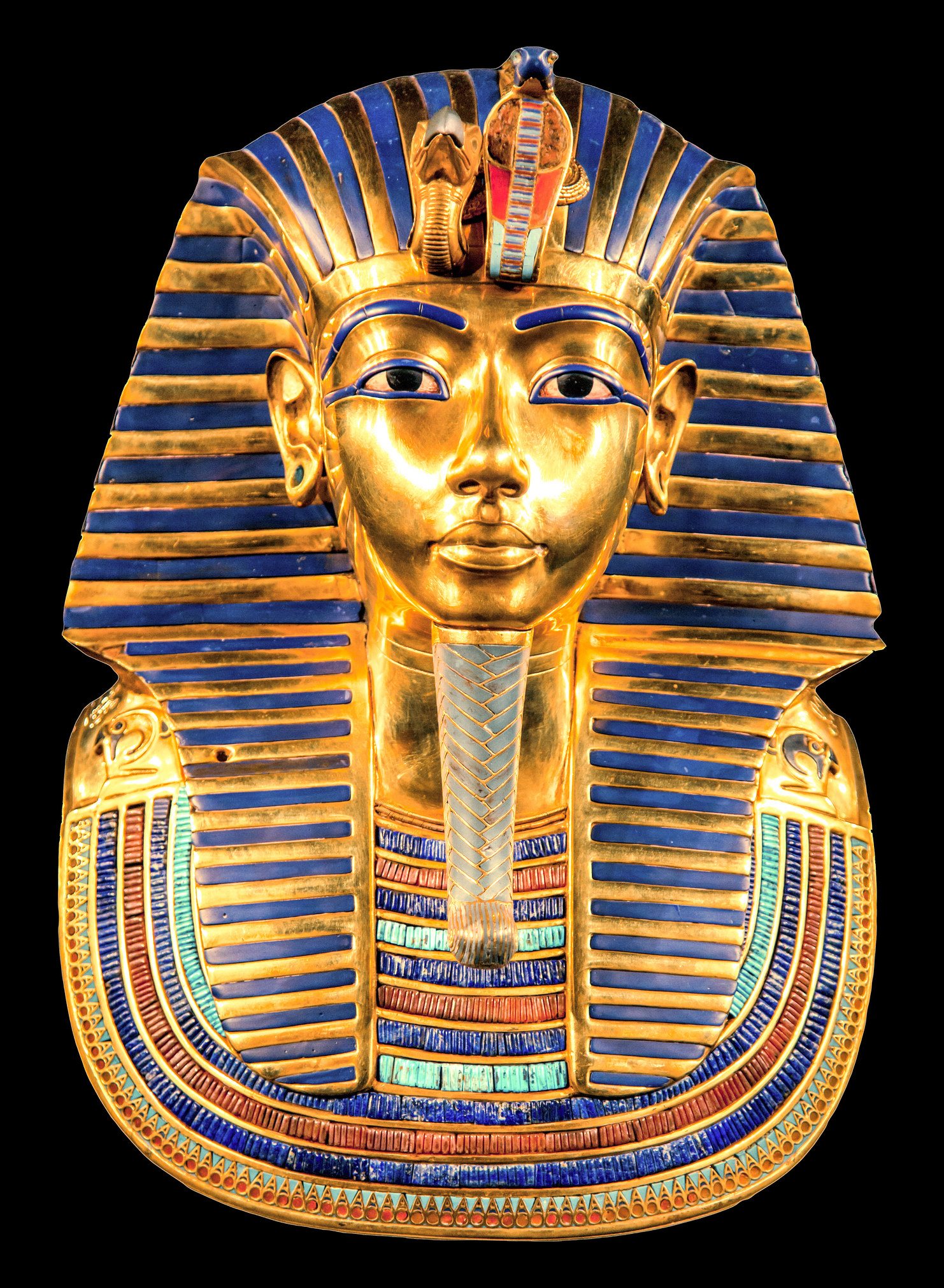 King Tut colorful death mask from the front