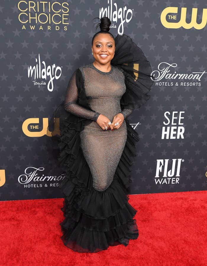 Quinta Brunson arrives at the 28th Annual Critics Choice Awards in an ornate gown