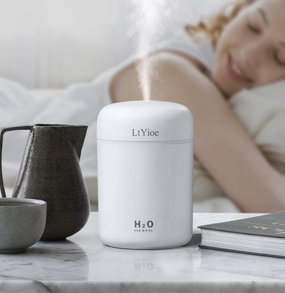 the humidifier on a bedside table
