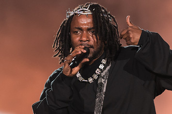 Kendrick Lamar is pictured performing live