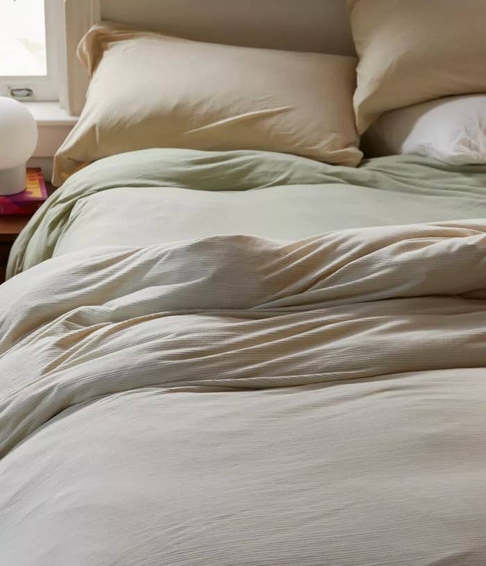the duvet cover on a bed